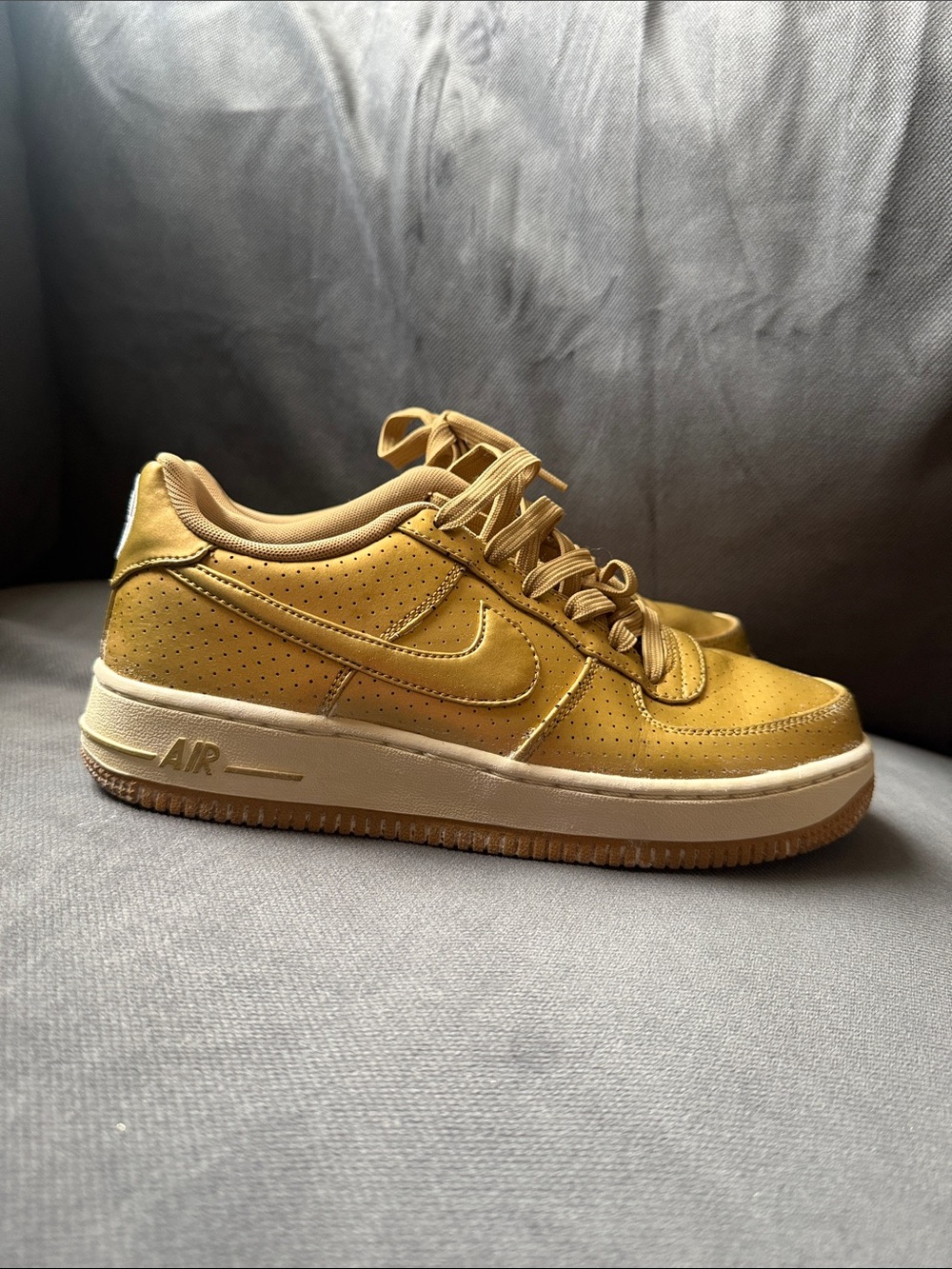 Nike Metallic Gold Air Force 1 Low-Top Sneakers - Picture 3 of 6